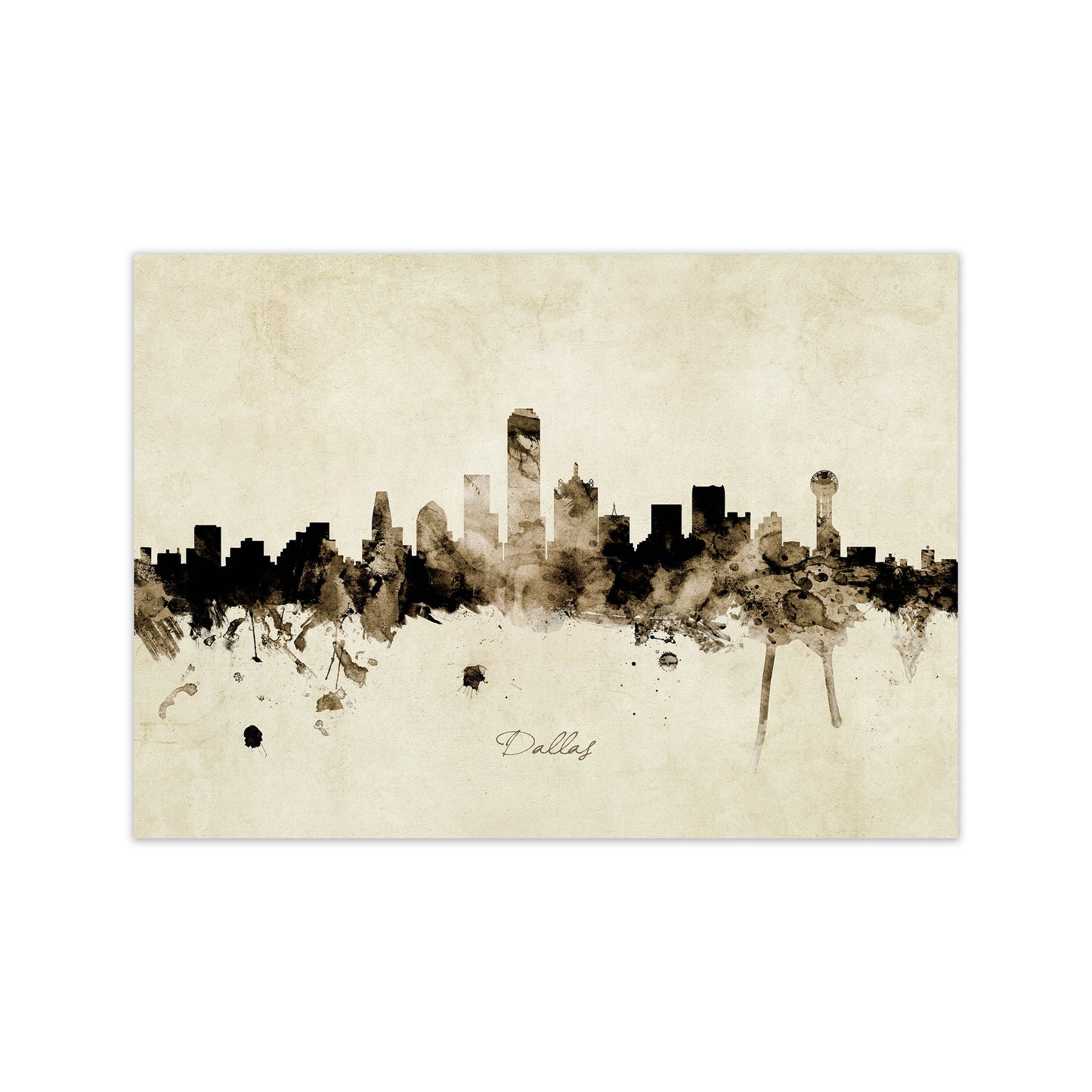 Rynx | Dallas Texas Skyline Vintage Art Print by Michael Tompsett