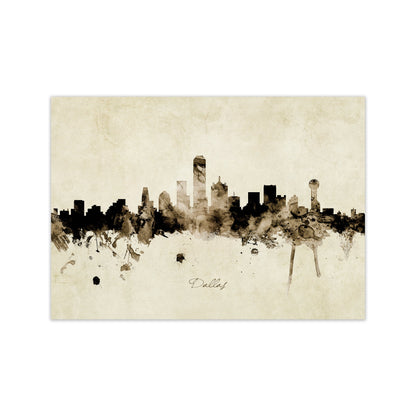 Rynx | Dallas Texas Skyline Vintage Art Print by Michael Tompsett