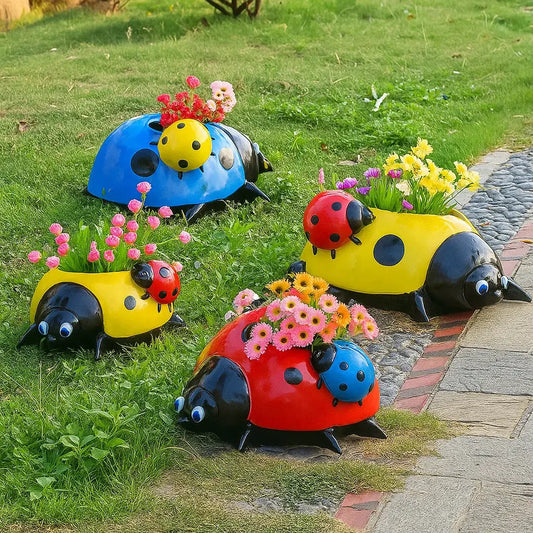 Rynx | Ladybug Flower Pot – Weatherproof Garden Decor made of Resin