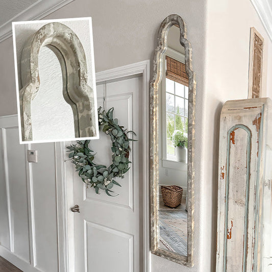 Rynx | Antique inspired high wavy wooden frame mirror