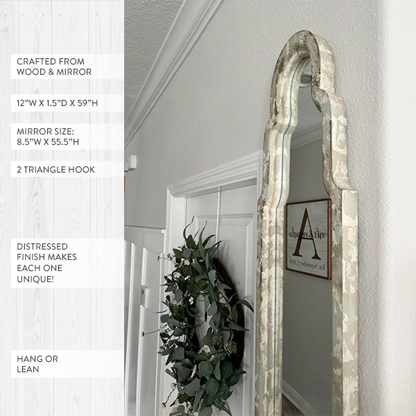 Rynx | Antique inspired high wavy wooden frame mirror