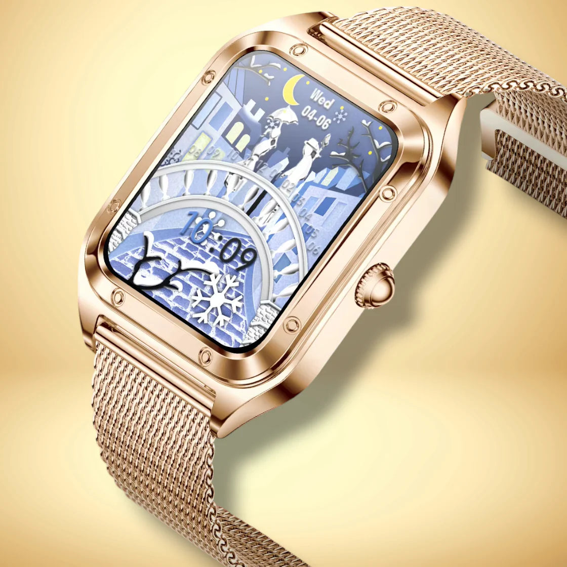 Rynx | Smartwatch for women with golden mesh "Asterionis"