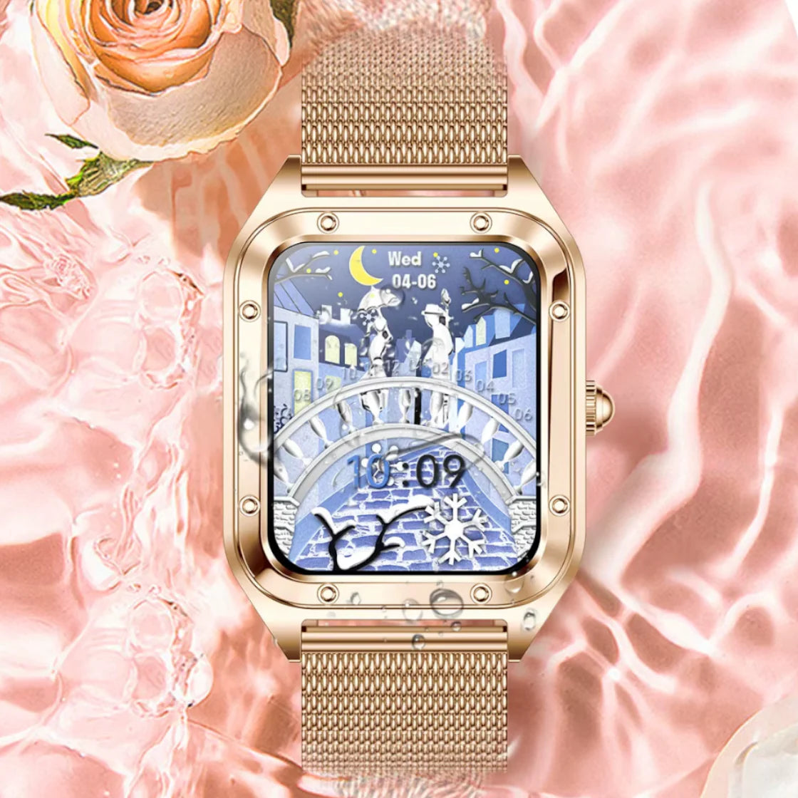 Rynx | Smartwatch for women with golden mesh "Asterionis"
