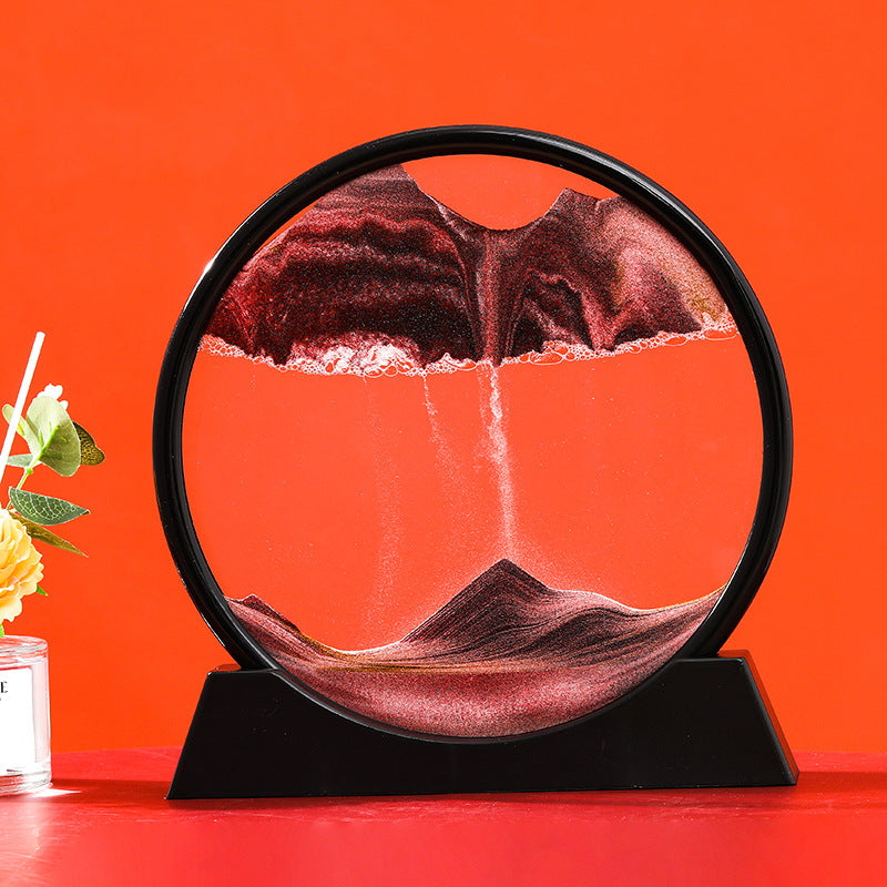 Rynx | Moving Sand Art Round Glass 3D Hourglass Deep Sea Sand Landscape In Motion Display Floating Sand Frame 7/12 inch For Home Decor