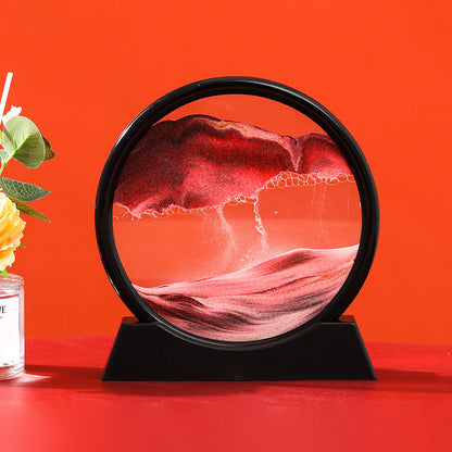 Rynx | Moving Sand Art Round Glass 3D Hourglass Deep Sea Sand Landscape In Motion Display Floating Sand Frame 7/12 inch For Home Decor