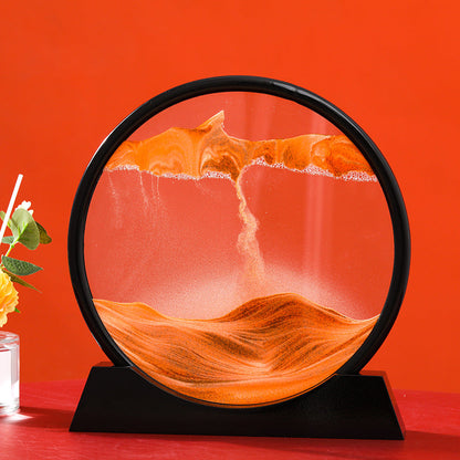 Rynx | Moving Sand Art Round Glass 3D Hourglass Deep Sea Sand Landscape In Motion Display Floating Sand Frame 7/12 inch For Home Decor
