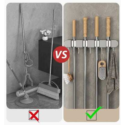 Rynx | Multifunctional Mop Holder with Hook – Self-Adhesive & Sturdy
