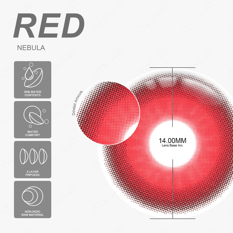 Rynx Cosplay Nebula Red 14.0mm 1 Pair | 1 Year