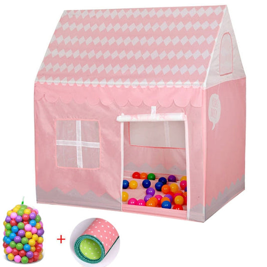 Rynx | Household Children Printing Play Tent Small Game House with 50 Ocean Balls & Mat (Light Pink)