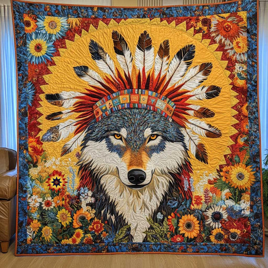 Rynx | Native American Floral Wolf Quilt