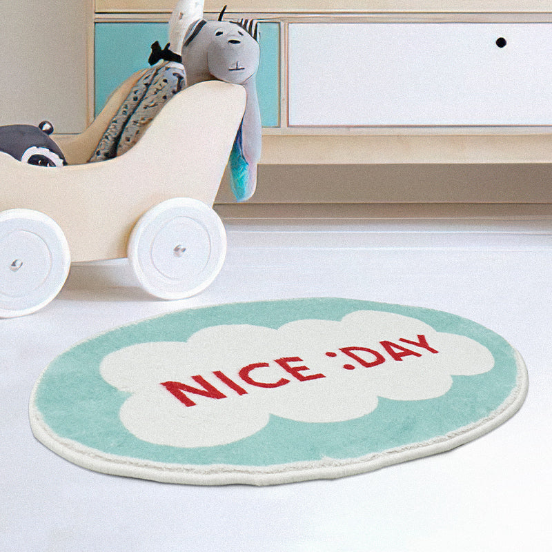 Rynx | Beautiful Day Ellipse White and Green Bath Mat