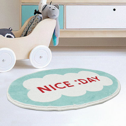Rynx | Beautiful Day Ellipse White and Green Bath Mat