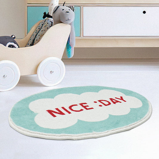 Rynx | Beautiful Day Ellipse White and Green Bath Mat