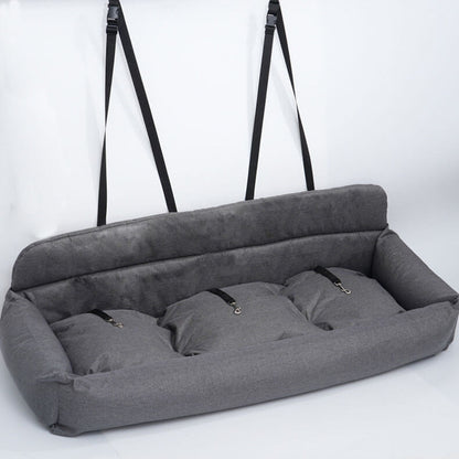 Rynx | Large Travel Safety Dog Car Back Seat Bed with Seat Belt