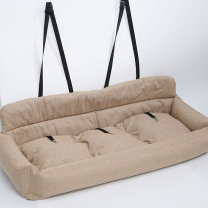 Rynx | Large Travel Safety Dog Car Back Seat Bed with Seat Belt