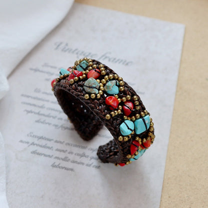 Rynx | Handmade bohemian ethnic style bracelet woven natural stone retro personal Tibetan bracelet accessories