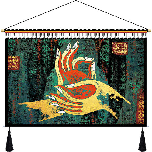 Rynx | Custom Tibetan fabric woven Tibet hanging cloth homestay decoration hotel restaurant living room bedroom headboard fabric painting weave