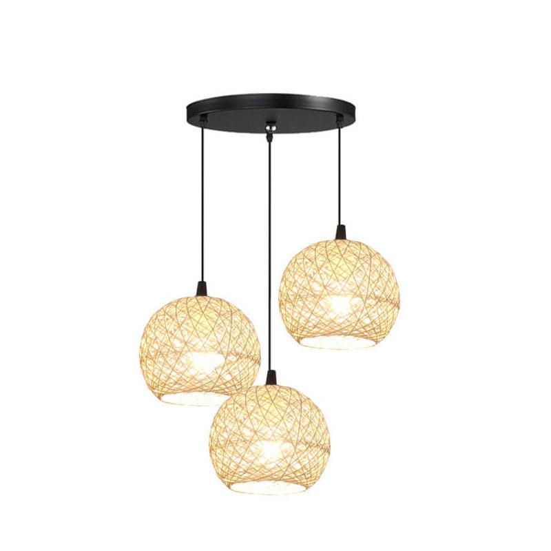 Rynx | GlobeRattan – Beige Woven Rattan Pendant Light | 1/3 Lights | Elegant Design