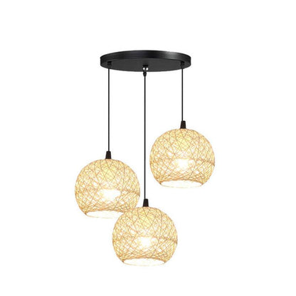 Rynx | GlobeRattan – Beige Woven Rattan Pendant Light | 1/3 Lights | Elegant Design