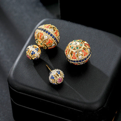 Rynx | Double-sided openwork front and back ball ball earrings vintage