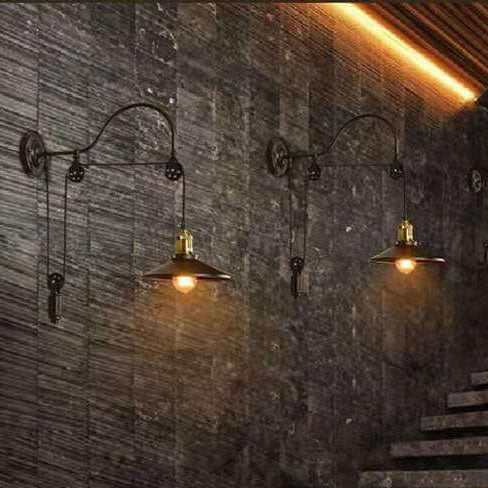 Rynx | IronScape Retro Industrial Wall Lamp | Wall Light with Pulley | Vintage Design