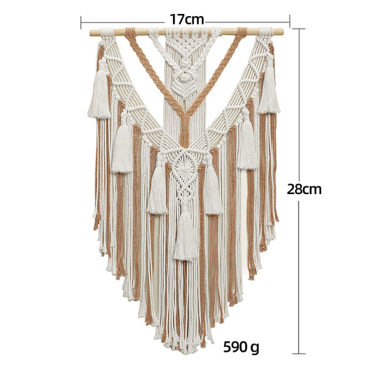 Rynx | Giant rope-woven wallpaper Bohemian tassel wall decor handwoven tassel wallpaper