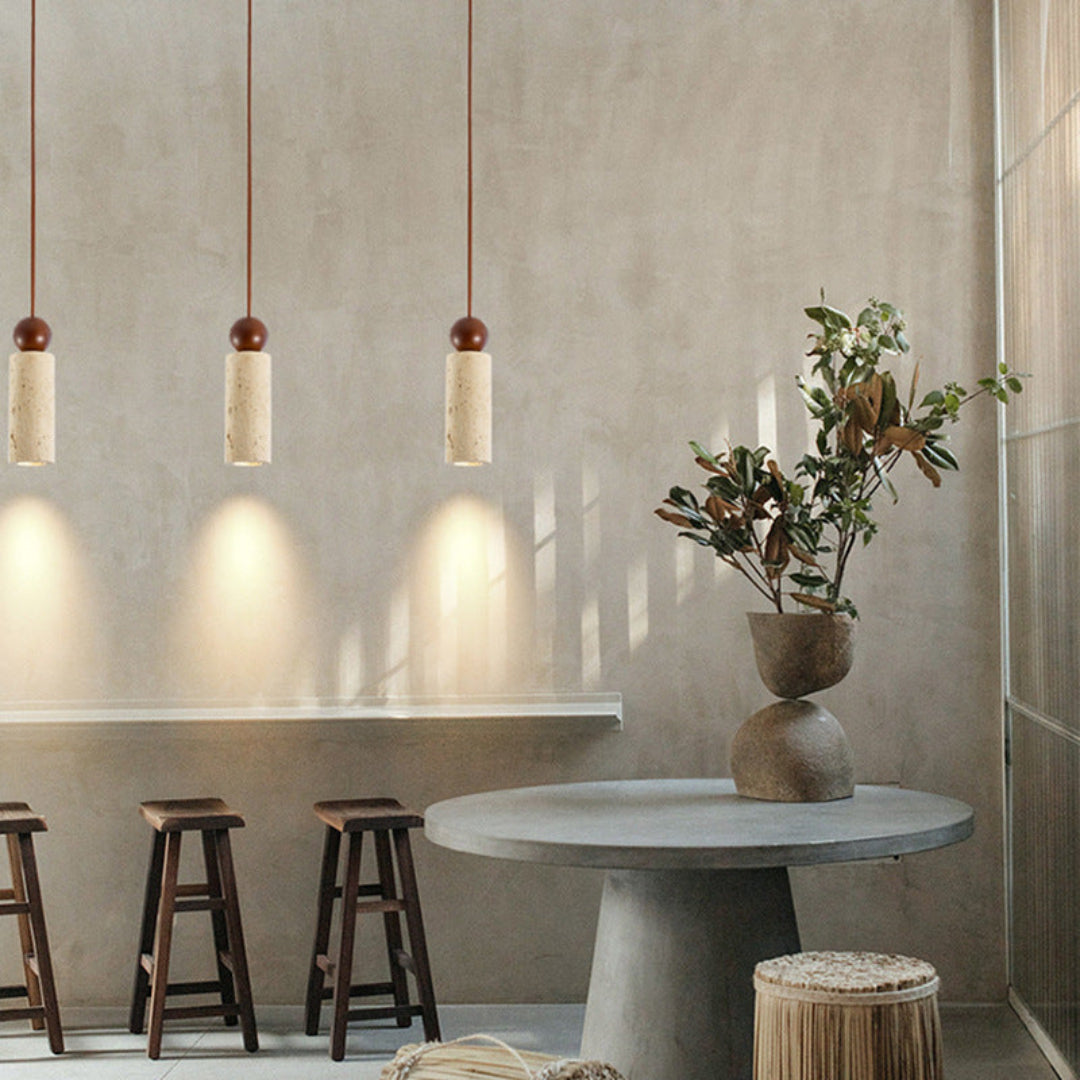 Rynx | Modern Travertine Ceiling Lamp in Japanese Style – Elegance and Calm