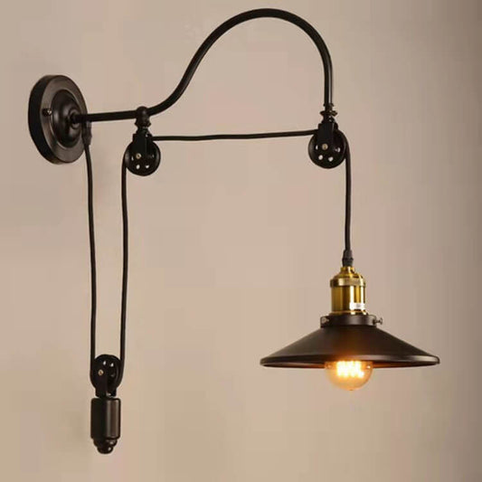 Rynx | IronScape Retro Industrial Wall Lamp | Wall Light with Pulley | Vintage Design