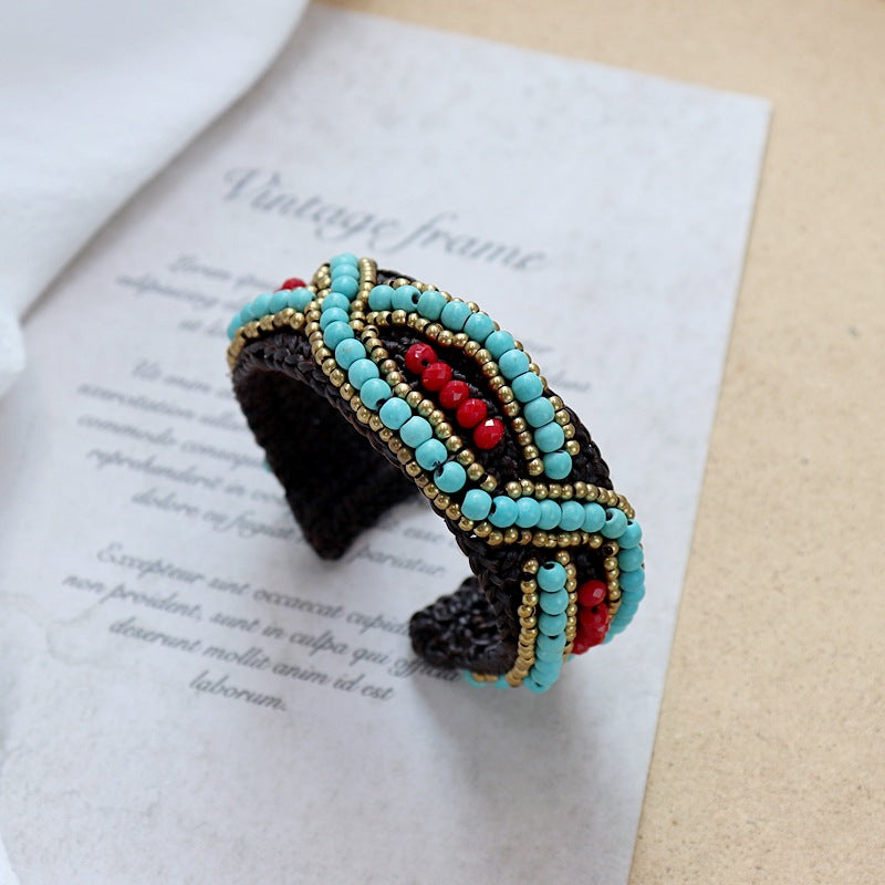 Rynx | Handmade bohemian ethnic style bracelet woven natural stone retro personal Tibetan bracelet accessories