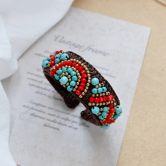 Rynx | Handmade bohemian ethnic style bracelet woven natural stone retro personal Tibetan bracelet accessories