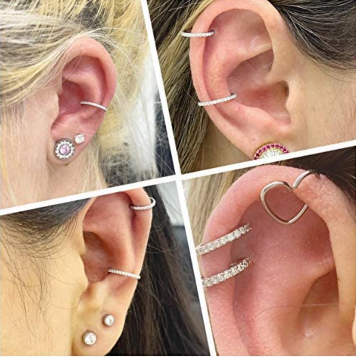Rynx | Titanium labret with diamond-set seamless ear cartilage ring
