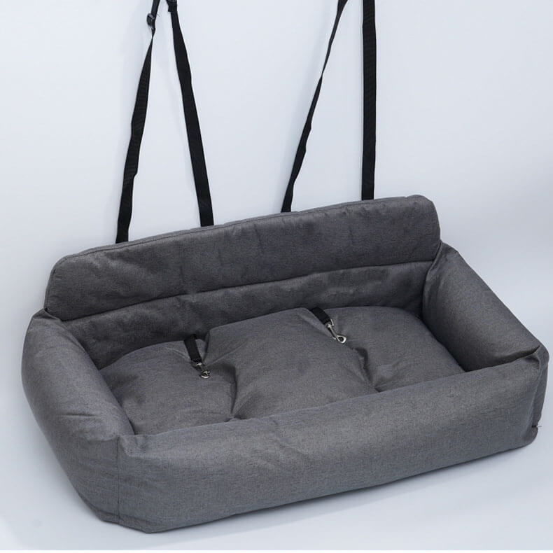 Rynx | Large Travel Safety Dog Car Back Seat Bed with Seat Belt