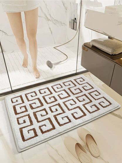Rynx | Brown Geometric Pattern Tufted Bath Mat