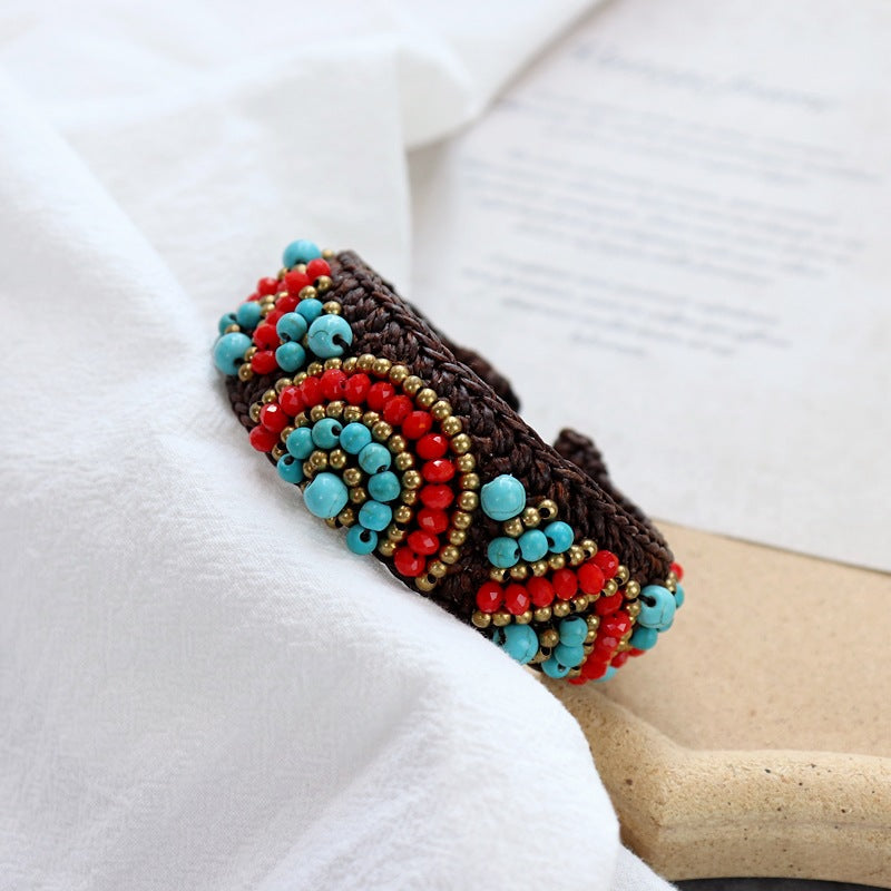Rynx | Handmade bohemian ethnic style bracelet woven natural stone retro personal Tibetan bracelet accessories