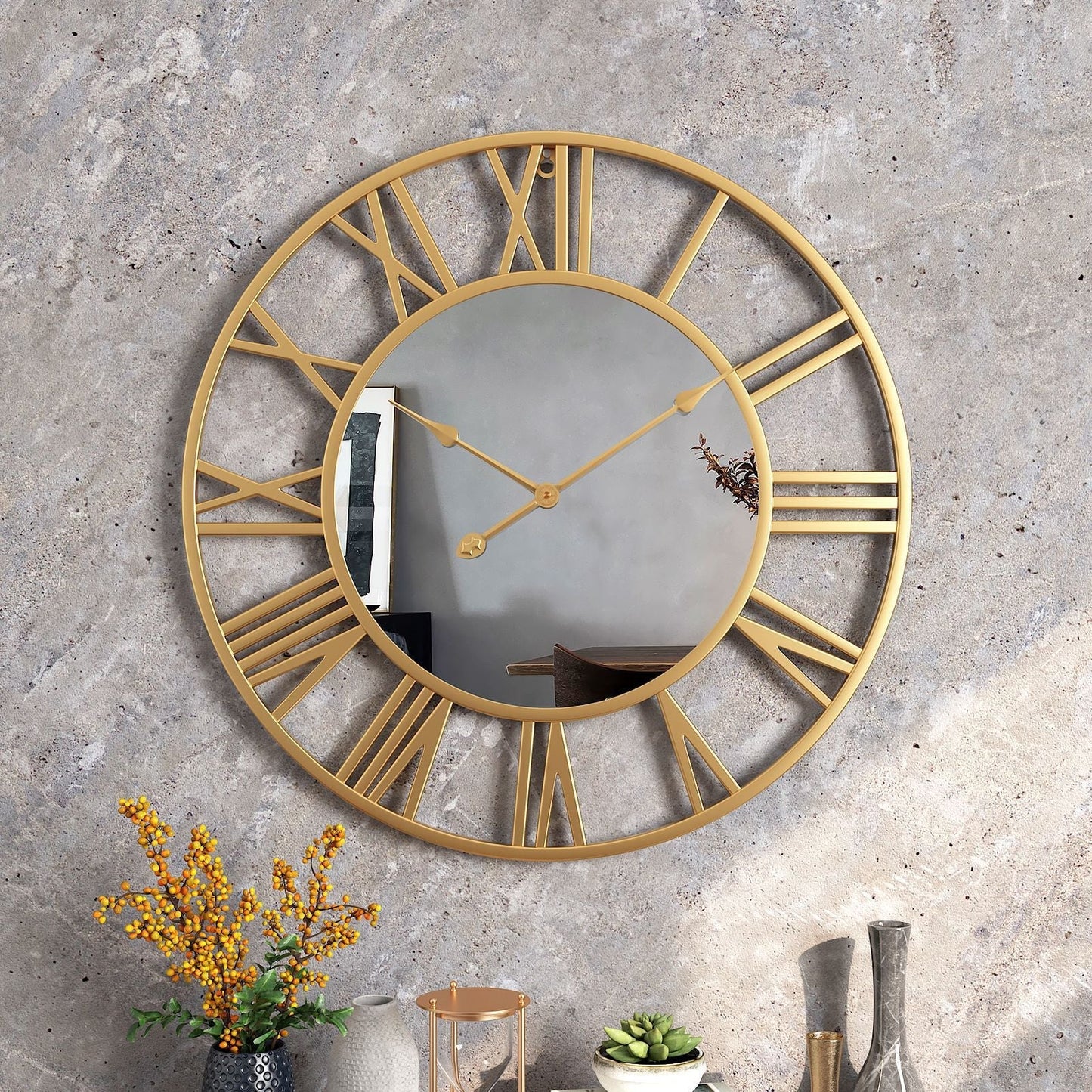 Rynx | Metal Vintage Large Size Wall Clock with Mirror 39cm