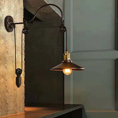 Rynx | IronScape Retro Industrial Wall Lamp | Wall Light with Pulley | Vintage Design