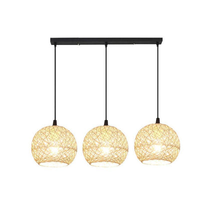 Rynx | GlobeRattan – Beige Woven Rattan Pendant Light | 1/3 Lights | Elegant Design