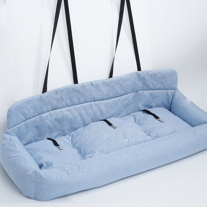 Rynx | Large Travel Safety Dog Car Back Seat Bed with Seat Belt