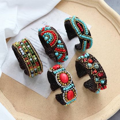 Rynx | Handmade bohemian ethnic style bracelet woven natural stone retro personal Tibetan bracelet accessories