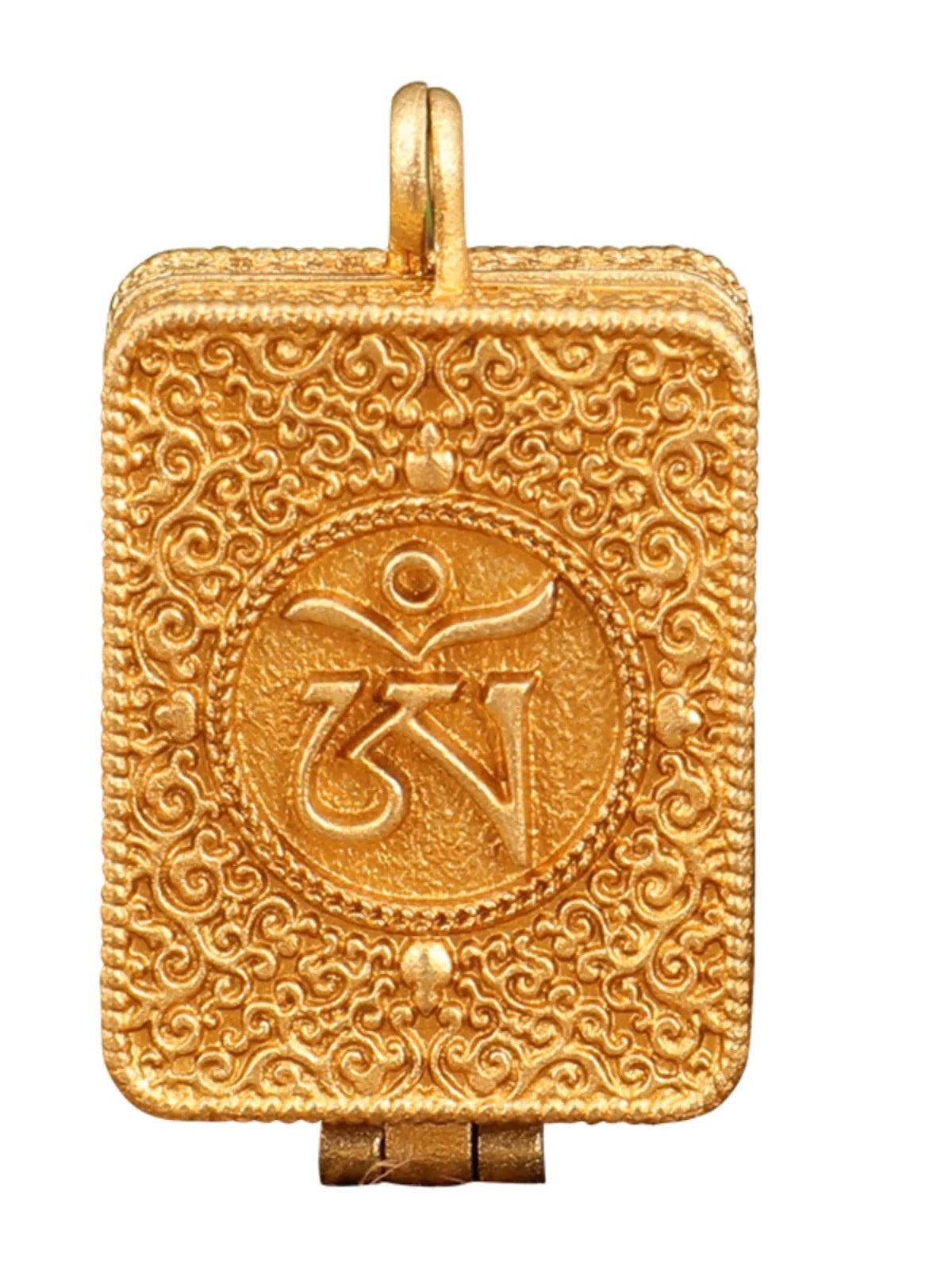 Rynx | Tibetan style All brass Mandala patterned Gawu box with six character genuine word pendants, ethnic style talisman