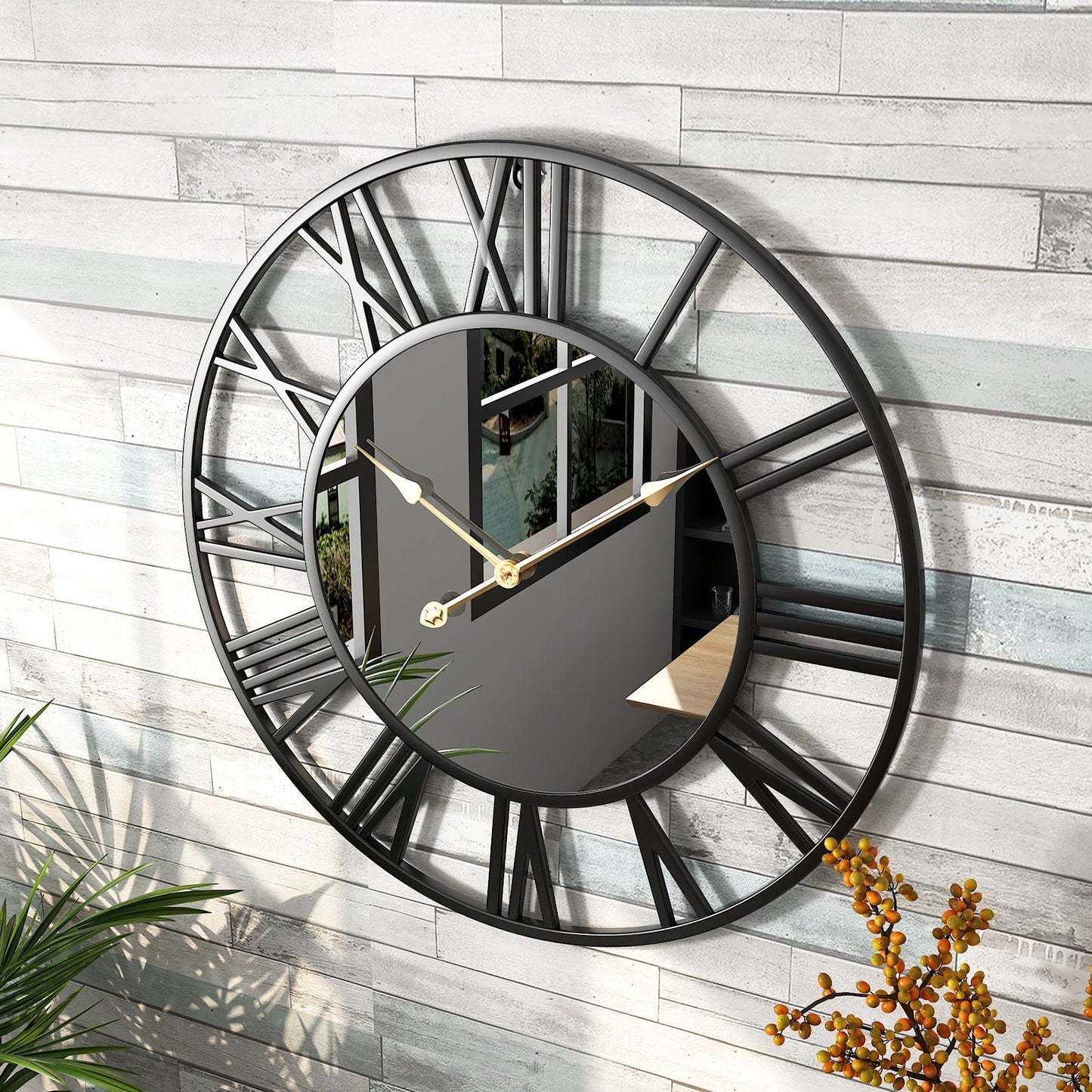 Rynx | Metal Vintage Large Size Wall Clock with Mirror 39cm