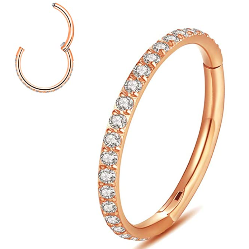 Rynx | Titanium labret with diamond-set seamless ear cartilage ring