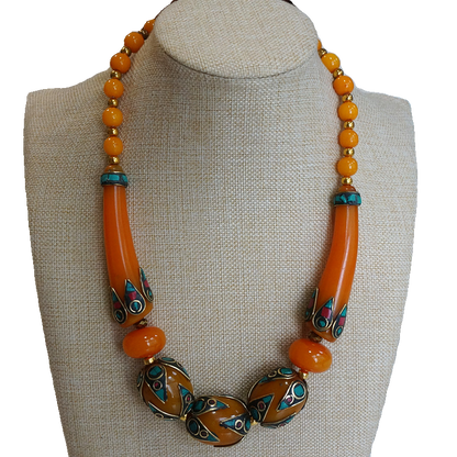 Rynx | Ethnic style Tibetan accessories, oversized style large beads Nepalese handmade short necklaces, collarbone chains
