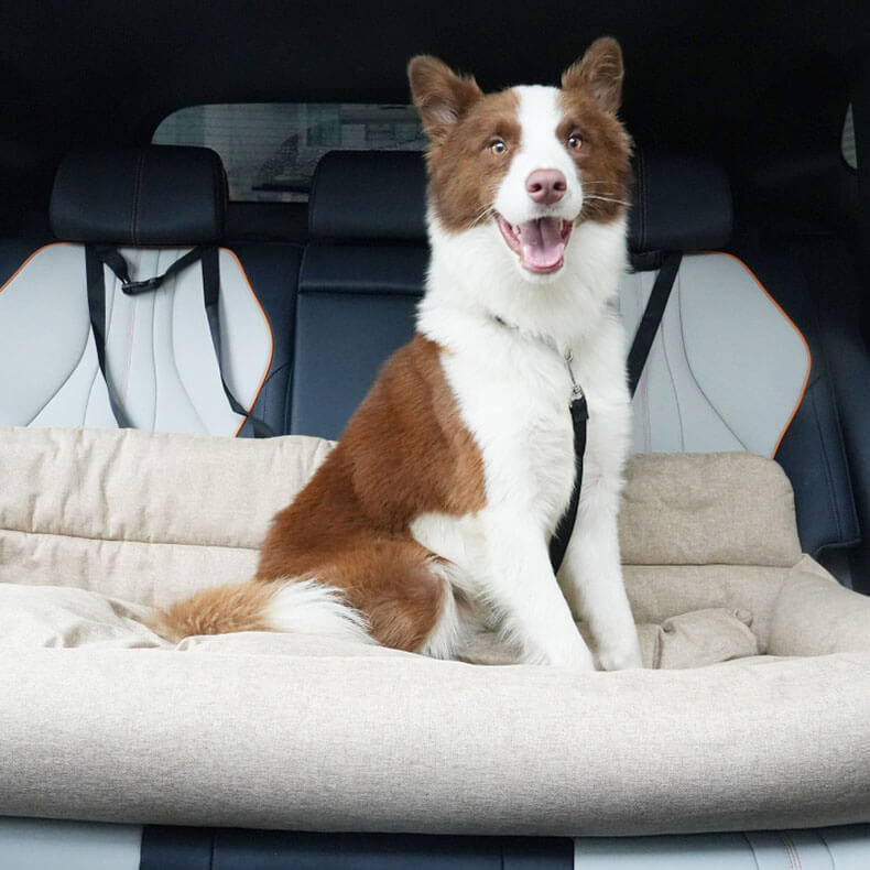 Rynx | Large Travel Safety Dog Car Back Seat Bed with Seat Belt