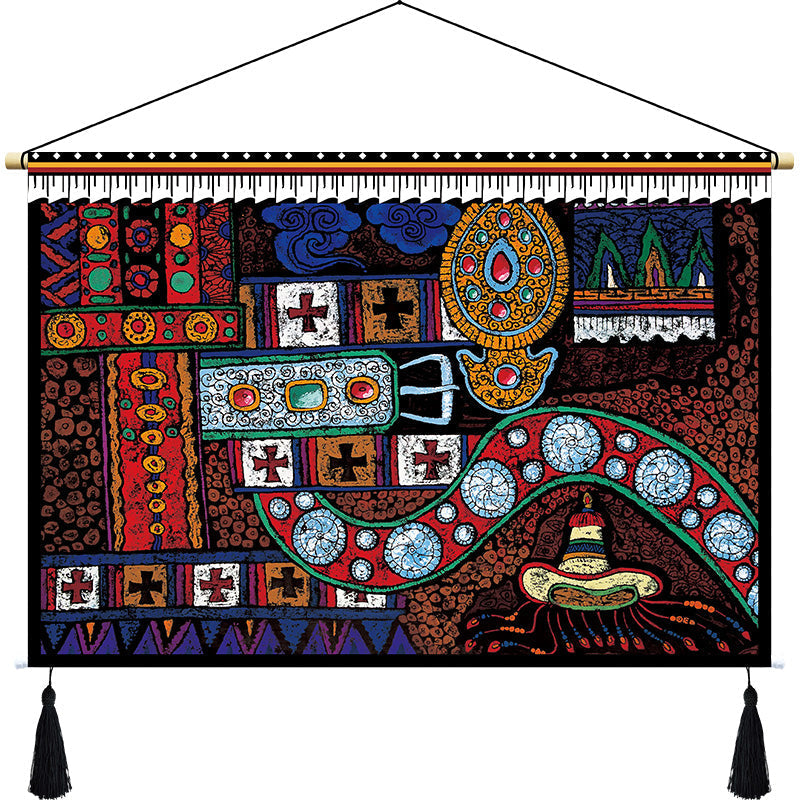 Rynx | Custom Tibetan fabric woven Tibet hanging cloth homestay decoration hotel restaurant living room bedroom headboard fabric painting weave