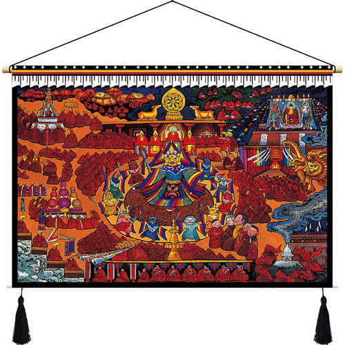 Rynx | Custom Tibetan fabric woven Tibet hanging cloth homestay decoration hotel restaurant living room bedroom headboard fabric painting weave
