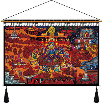 Rynx | Custom Tibetan fabric woven Tibet hanging cloth homestay decoration hotel restaurant living room bedroom headboard fabric painting weave