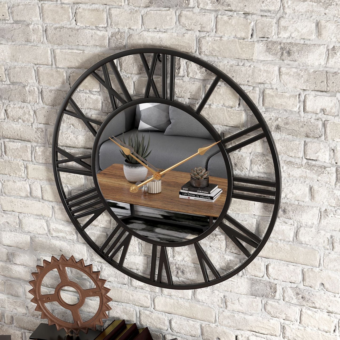 Rynx | Metal Vintage Large Size Wall Clock with Mirror 39cm