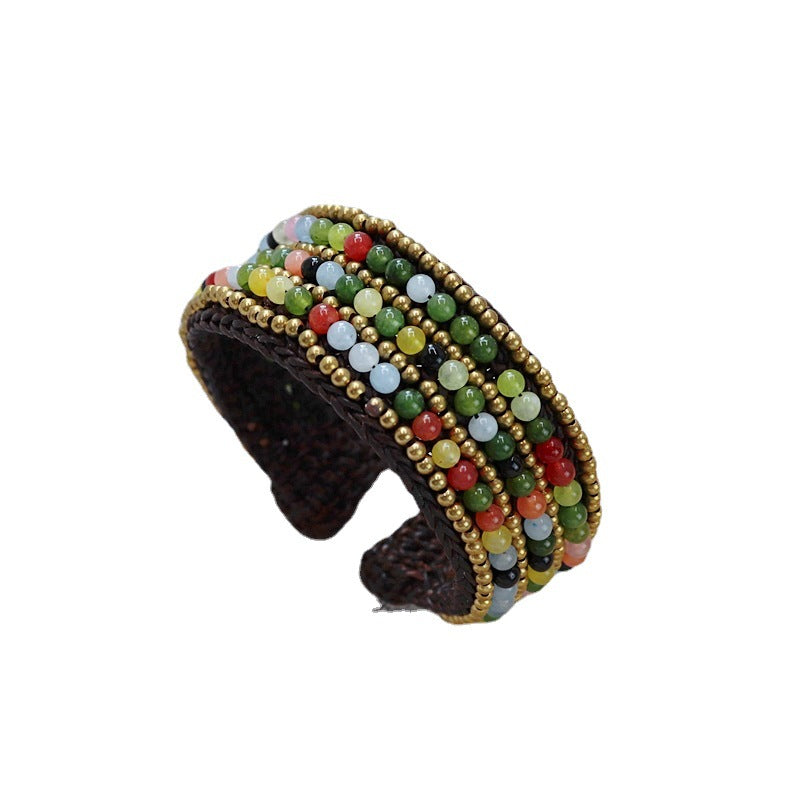 Rynx | Handmade bohemian ethnic style bracelet woven natural stone retro personal Tibetan bracelet accessories