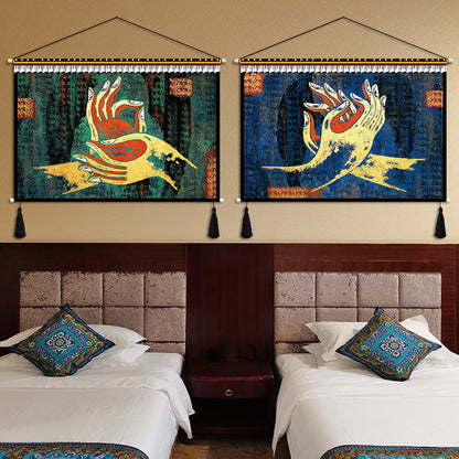 Rynx | Custom Tibetan fabric woven Tibet hanging cloth homestay decoration hotel restaurant living room bedroom headboard fabric painting weave